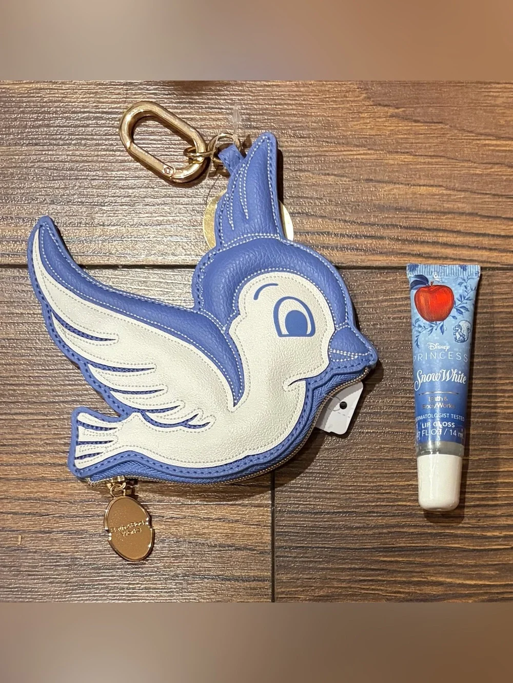 NWT, Snow White Blue Songbird Coin Purse and Lip Gloss (14 ml) Gift Set